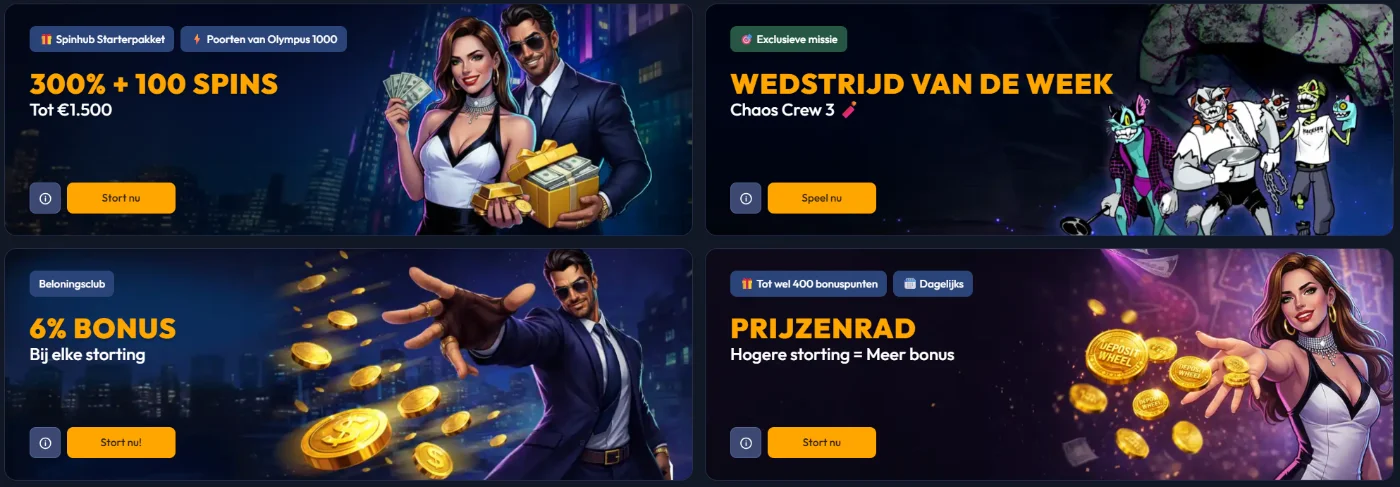 SpinHub Casino Promoties & Bonussen